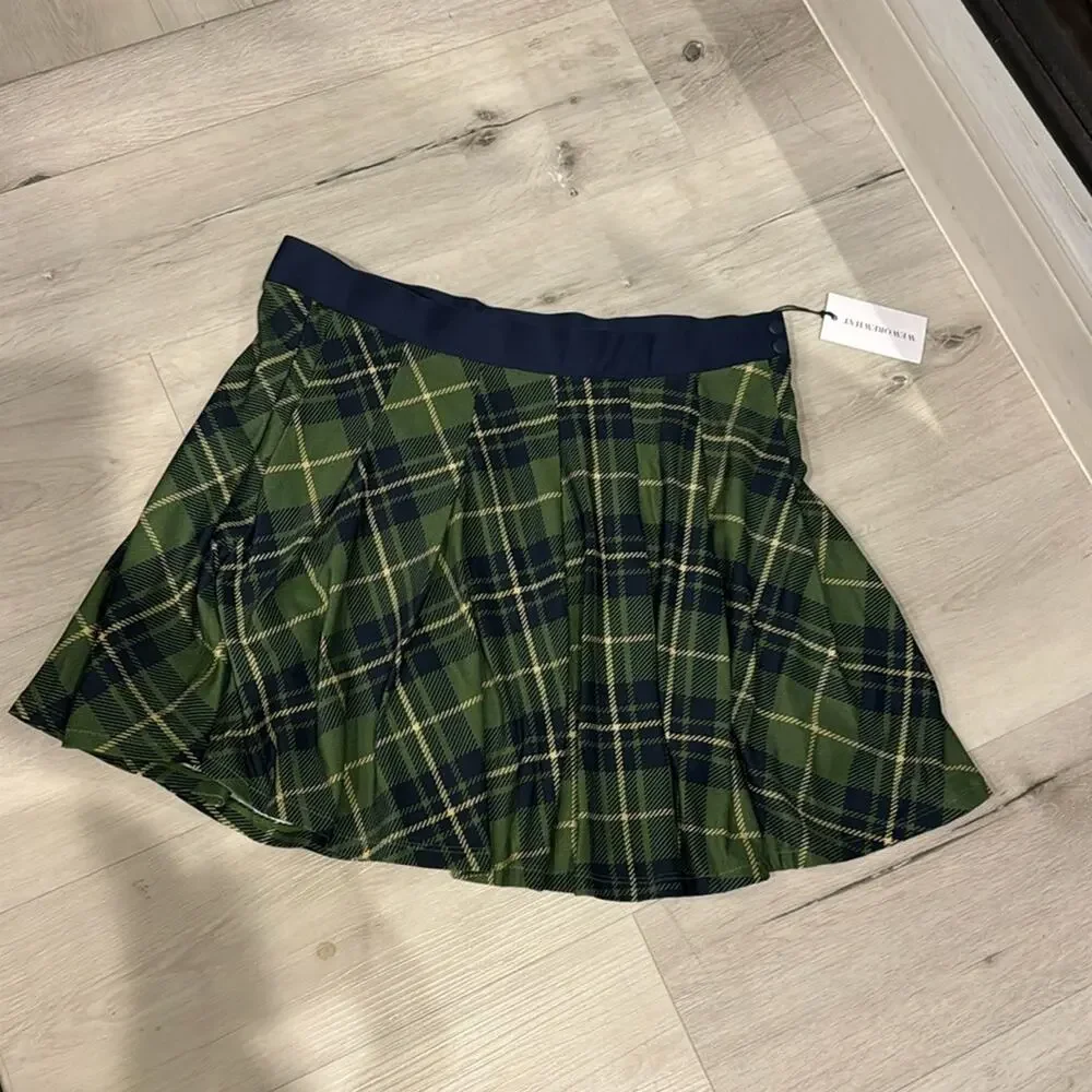 Weworewhat Revolve NWT Plaid Court Green Tennis Skort.